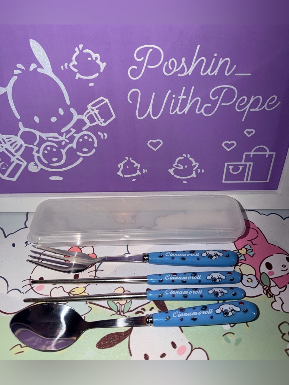 🩵NWOT Cinnamoroll Cutlery Set with Carry Case - 4-Piece